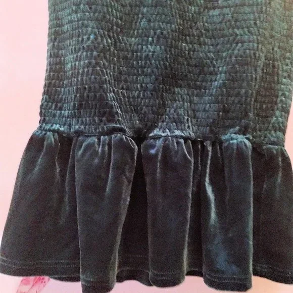 Simplee (L) Smocked Bodycon Off Shoulder Puff Short Sleeve Emerald Mermaid Dress - Picture 5 of 11